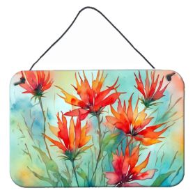 NEW Wyoming Indian Paintbrush in Watercolor Wall or Door Hanging Prints Aluminum Metal Sign Kitchen Wall Bar Bathroom Plaque Home Decor, 8HX12W