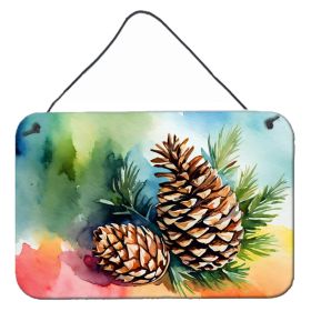 NEW Maine White Pine Cone and Tassels in Watercolor Wall or Door Hanging Prints Aluminum Metal Sign Kitchen Wall Bar Bathroom Plaque Home Decor