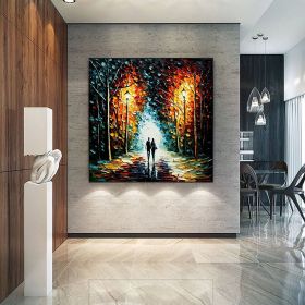 Hand Painted Oil Painting Original Romantic Cityscape Oil Painting On Canvas Large Wall Art Abstract Colorful Forest Painting Custom Tree Painting Bed (style: 1.0, size: 150x150cm)